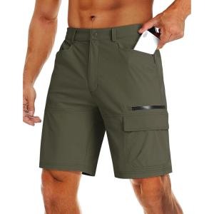 imageMAGCOMSEN Mens Hiking Cargo Shorts 9quot Quick Dry Lightweight Summer Casual Shorts for Men Work Golf Outdoor 5 PocketsArmy Green