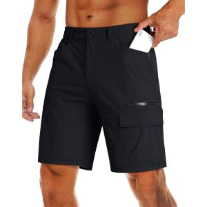 imageMAGCOMSEN Mens Hiking Cargo Shorts 9quot Quick Dry Lightweight Summer Casual Shorts for Men Work Golf Outdoor 5 PocketsBlack