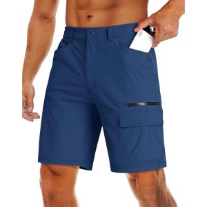 imageMAGCOMSEN Mens Hiking Cargo Shorts 9quot Quick Dry Lightweight Summer Casual Shorts for Men Work Golf Outdoor 5 PocketsBlue