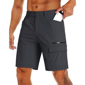 imageMAGCOMSEN Mens Hiking Cargo Shorts 9quot Quick Dry Lightweight Summer Casual Shorts for Men Work Golf Outdoor 5 PocketsDark Grey