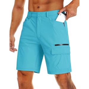 imageMAGCOMSEN Mens Hiking Cargo Shorts 9quot Quick Dry Lightweight Summer Casual Shorts for Men Work Golf Outdoor 5 PocketsIce Blue