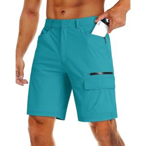imageMAGCOMSEN Mens Hiking Cargo Shorts 9quot Quick Dry Lightweight Summer Casual Shorts for Men Work Golf Outdoor 5 PocketsLake Blue