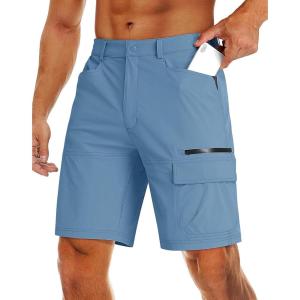 imageMAGCOMSEN Mens Hiking Cargo Shorts 9quot Quick Dry Lightweight Summer Casual Shorts for Men Work Golf Outdoor 5 PocketsLight Blue