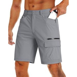 imageMAGCOMSEN Mens Hiking Cargo Shorts 9quot Quick Dry Lightweight Summer Casual Shorts for Men Work Golf Outdoor 5 PocketsLight Grey