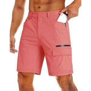 imageMAGCOMSEN Mens Hiking Cargo Shorts 9quot Quick Dry Lightweight Summer Casual Shorts for Men Work Golf Outdoor 5 PocketsPink