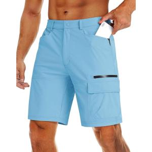 imageMAGCOMSEN Mens Hiking Cargo Shorts 9quot Quick Dry Lightweight Summer Casual Shorts for Men Work Golf Outdoor 5 PocketsSky Blue