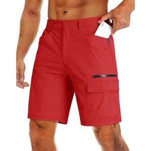 imageMAGCOMSEN Mens Hiking Cargo Shorts 9quot Quick Dry Lightweight Summer Casual Shorts for Men Work Golf Outdoor 5 PocketsTomato Red