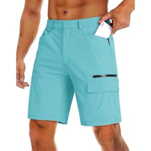imageMAGCOMSEN Mens Hiking Cargo Shorts 9quot Quick Dry Lightweight Summer Casual Shorts for Men Work Golf Outdoor 5 PocketsWater Blue