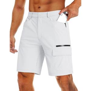 imageMAGCOMSEN Mens Hiking Cargo Shorts 9quot Quick Dry Lightweight Summer Casual Shorts for Men Work Golf Outdoor 5 PocketsWhite