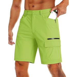 imageMAGCOMSEN Mens Hiking Cargo Shorts 9quot Quick Dry Lightweight Summer Casual Shorts for Men Work Golf Outdoor 5 PocketsYellow Green