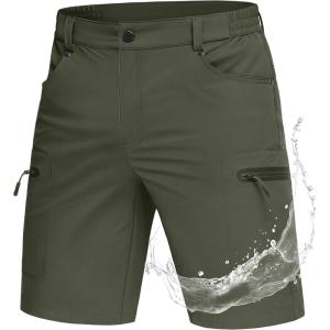 imageMAGCOMSEN Mens Hiking Shorts Lightweight Quick Dry Stretch Cargo Shorts with 5 Pockets Fishing Running Golf CyclingArmygreen