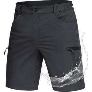 imageMAGCOMSEN Mens Hiking Shorts Lightweight Quick Dry Stretch Cargo Shorts with 5 Pockets Fishing Running Golf CyclingDarkgrey