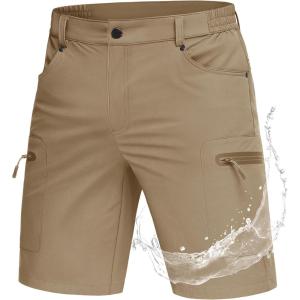 imageMAGCOMSEN Mens Hiking Shorts Lightweight Quick Dry Stretch Cargo Shorts with 5 Pockets Fishing Running Golf CyclingKhaki