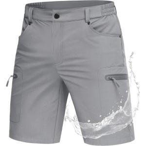 imageMAGCOMSEN Mens Hiking Shorts Lightweight Quick Dry Stretch Cargo Shorts with 5 Pockets Fishing Running Golf CyclingLightgrey