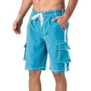 imageMAGCOMSEN Mens Swim Trunks with Mesh Liner 4 Pockets Quick Dry Beachwear Swimuits Board ShortsSky Blue