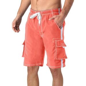 imageMAGCOMSEN Mens Swim Trunks with Mesh Liner 4 Pockets Quick Dry Beachwear Swimuits Board ShortsWatermelon Red