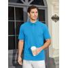 imageMAGCOMSEN Mens Polo Shirts Short Sleeve Cotton Pique Golf Shirt Casual Collared Shirt Lightweight Work Shirts with 3 ButtonsAzure