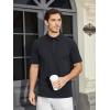 imageMAGCOMSEN Mens Polo Shirts Short Sleeve Cotton Pique Golf Shirt Casual Collared Shirt Lightweight Work Shirts with 3 ButtonsBlack
