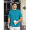 imageMAGCOMSEN Mens Polo Shirts Short Sleeve Cotton Pique Golf Shirt Casual Collared Shirt Lightweight Work Shirts with 3 ButtonsBlue Green