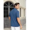 imageMAGCOMSEN Mens Polo Shirts Short Sleeve Cotton Pique Golf Shirt Casual Collared Shirt Lightweight Work Shirts with 3 ButtonsBlue Grey