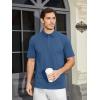 imageMAGCOMSEN Mens Polo Shirts Short Sleeve Cotton Pique Golf Shirt Casual Collared Shirt Lightweight Work Shirts with 3 ButtonsBlue Grey