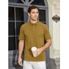 imageMAGCOMSEN Mens Polo Shirts Short Sleeve Cotton Pique Golf Shirt Casual Collared Shirt Lightweight Work Shirts with 3 ButtonsBrown