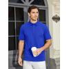 imageMAGCOMSEN Mens Polo Shirts Short Sleeve Cotton Pique Golf Shirt Casual Collared Shirt Lightweight Work Shirts with 3 ButtonsColor Blue