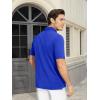imageMAGCOMSEN Mens Polo Shirts Short Sleeve Cotton Pique Golf Shirt Casual Collared Shirt Lightweight Work Shirts with 3 ButtonsColor Blue