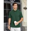 imageMAGCOMSEN Mens Polo Shirts Short Sleeve Cotton Pique Golf Shirt Casual Collared Shirt Lightweight Work Shirts with 3 ButtonsDark Green