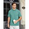 imageMAGCOMSEN Mens Polo Shirts Short Sleeve Cotton Pique Golf Shirt Casual Collared Shirt Lightweight Work Shirts with 3 ButtonsGrey Green