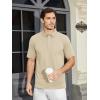 imageMAGCOMSEN Mens Polo Shirts Short Sleeve Cotton Pique Golf Shirt Casual Collared Shirt Lightweight Work Shirts with 3 ButtonsKhaki