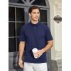 imageMAGCOMSEN Mens Polo Shirts Short Sleeve Cotton Pique Golf Shirt Casual Collared Shirt Lightweight Work Shirts with 3 ButtonsNavy