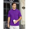 imageMAGCOMSEN Mens Polo Shirts Short Sleeve Cotton Pique Golf Shirt Casual Collared Shirt Lightweight Work Shirts with 3 ButtonsPurple