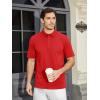 imageMAGCOMSEN Mens Polo Shirts Short Sleeve Cotton Pique Golf Shirt Casual Collared Shirt Lightweight Work Shirts with 3 ButtonsRed