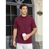 imageMAGCOMSEN Mens Polo Shirts Short Sleeve Cotton Pique Golf Shirt Casual Collared Shirt Lightweight Work Shirts with 3 ButtonsWine Red
