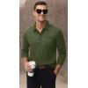 imageMAGCOMSEN Mens Polo Shirts with Pocket Long Sleeve Golf Quick Dry Shirts Performance Athletic Work Casual Collared ShirtArmy Green