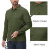 imageMAGCOMSEN Mens Polo Shirts with Pocket Long Sleeve Golf Quick Dry Shirts Performance Athletic Work Casual Collared ShirtArmy Green