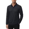 imageMAGCOMSEN Mens Polo Shirts with Pocket Long Sleeve Golf Quick Dry Shirts Performance Athletic Work Casual Collared ShirtBlack