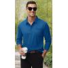 imageMAGCOMSEN Mens Polo Shirts with Pocket Long Sleeve Golf Quick Dry Shirts Performance Athletic Work Casual Collared ShirtBlue Green