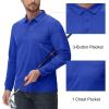 imageMAGCOMSEN Mens Polo Shirts with Pocket Long Sleeve Golf Quick Dry Shirts Performance Athletic Work Casual Collared ShirtBright Blue