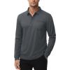 imageMAGCOMSEN Mens Polo Shirts with Pocket Long Sleeve Golf Quick Dry Shirts Performance Athletic Work Casual Collared ShirtDark Grey