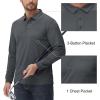 imageMAGCOMSEN Mens Polo Shirts with Pocket Long Sleeve Golf Quick Dry Shirts Performance Athletic Work Casual Collared ShirtDark Grey