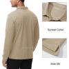 imageMAGCOMSEN Mens Polo Shirts with Pocket Long Sleeve Golf Quick Dry Shirts Performance Athletic Work Casual Collared ShirtKhaki
