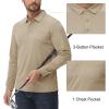 imageMAGCOMSEN Mens Polo Shirts with Pocket Long Sleeve Golf Quick Dry Shirts Performance Athletic Work Casual Collared ShirtKhaki