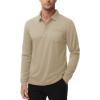imageMAGCOMSEN Mens Polo Shirts with Pocket Long Sleeve Golf Quick Dry Shirts Performance Athletic Work Casual Collared ShirtKhaki