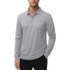 imageMAGCOMSEN Mens Polo Shirts with Pocket Long Sleeve Golf Quick Dry Shirts Performance Athletic Work Casual Collared ShirtLight Grey