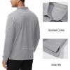 imageMAGCOMSEN Mens Polo Shirts with Pocket Long Sleeve Golf Quick Dry Shirts Performance Athletic Work Casual Collared ShirtLight Grey