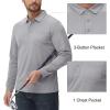 imageMAGCOMSEN Mens Polo Shirts with Pocket Long Sleeve Golf Quick Dry Shirts Performance Athletic Work Casual Collared ShirtLight Grey