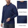 imageMAGCOMSEN Mens Polo Shirts with Pocket Long Sleeve Golf Quick Dry Shirts Performance Athletic Work Casual Collared ShirtNavy