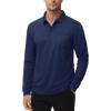 imageMAGCOMSEN Mens Polo Shirts with Pocket Long Sleeve Golf Quick Dry Shirts Performance Athletic Work Casual Collared ShirtNavy